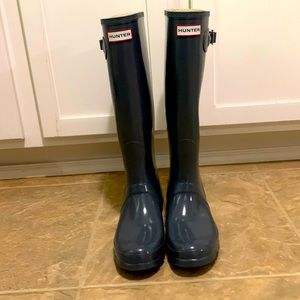 Hunter Insp. Classic Tall Rain Boot Womens 9 Gloss Gray
